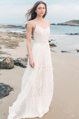 Robe de mariée manche nulle de traîne courte avec chiffon au bord de la mer sans dos