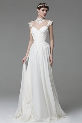 Robe de mariée modeste trou de serrure en chiffon elevé avec décoration dentelle