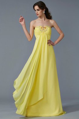 Robe de bal naturel avec perle avec chiffon ligne a manche nulle