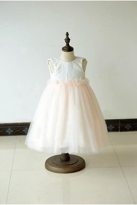 Robe de cortège enfant plissé avec fleurs textile en tulle manche nulle ligne a