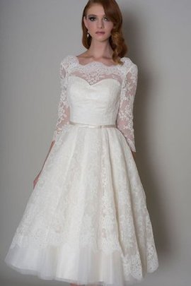 Robe de mariée delicat plissage a-ligne en 1/2 manche en tulle