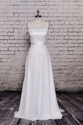 Robe de mariée naturel manche nulle a-ligne avec chiffon ceinture