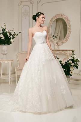 Robe de mariée naturel avec zip appliques ligne a de col en cœur