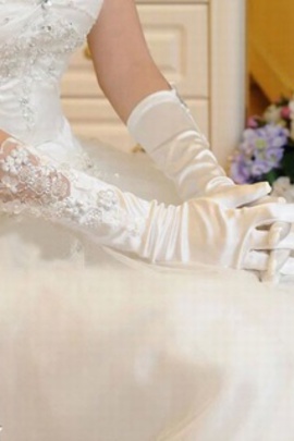 Chaming gants en satin avec application blanc moderne de mariée - photo 2