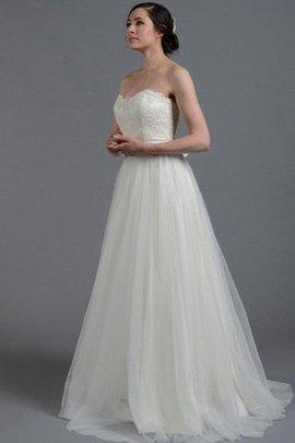 Robe de mariée de col en cœur cordon longueur au ras du sol textile en tulle avec perle