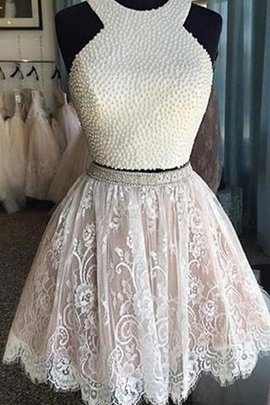 Robe de graduation ligne a avec perles 2 pice de princesse manche nulle