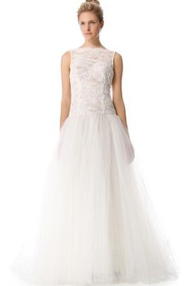 Robe de mariée naturel longue avec décoration dentelle en organza fermeutre eclair