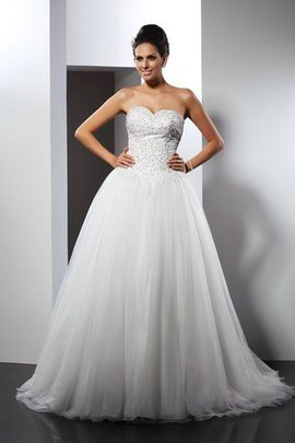 Robe de mariée longue col en forme de cœur de princesse de traîne mi-longue ligne a