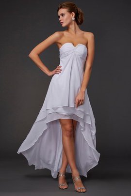 Robe de soirée haut bas manche nulle asymétrique ligne a avec chiffon