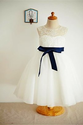 Robe de cortège enfant naturel de princesse textile en tulle a-ligne avec sans manches