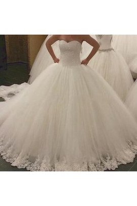 Robe de mariée naturel formelle avec décoration dentelle salle interne en tulle