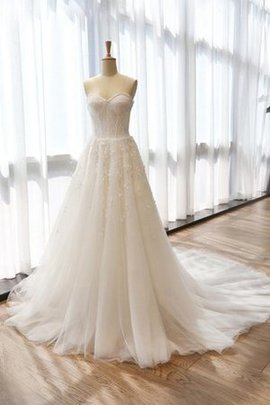 Robe de mariée fermeutre eclair en satin en dentelle noeud col en forme de cœur