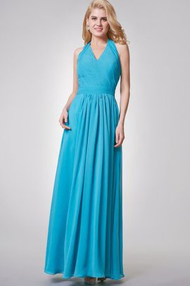 Robe demoiselle d'honneur longue manche nulle dénudé en chiffon v encolure