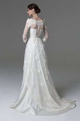 Robe de mariée humble en satin d'epaule ecrite avec manche 3/4 avec lacets