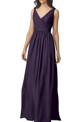 Robe demoiselle d'honneur longue ruché avec chiffon longueur au ras du sol a-ligne