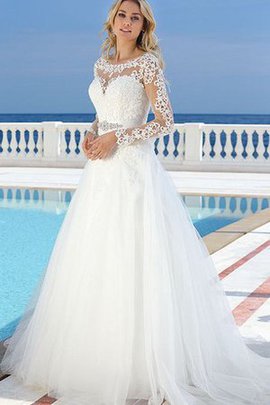 Robe de mariée col u profond appliques en dentelle de traîne courte avec perle