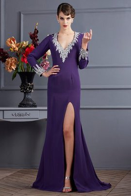 Robe de soirée longue avec chiffon de traîne courte de sirène avec perle