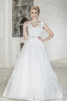 Robe de mariée naturel longue cordon avec nœud a-ligne