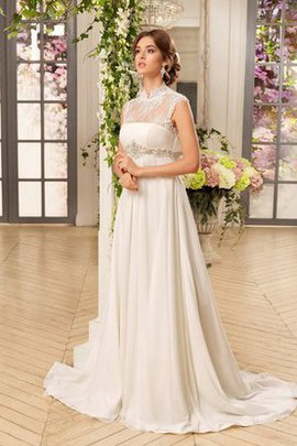 Robe de mariée facile longue a-ligne avec manche épeules enveloppants avec perle