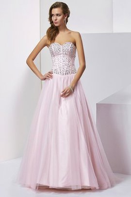 Robe de quinceanera longue avec perle de mode de bal avec sans manches en satin