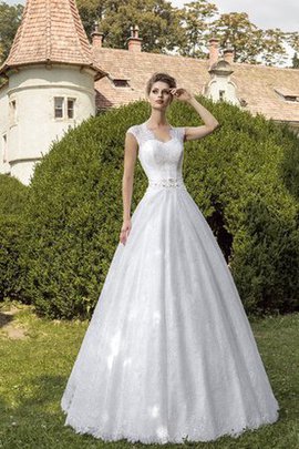 Robe de mariée luxueux longueur au ras du sol decoration en fleur noeud ligne a