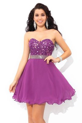 Robe de cocktail courte avec perle de princesse avec chiffon a-ligne