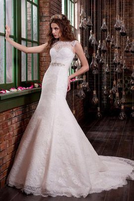 Robe de mariée modeste longue avec décoration dentelle appliques avec lacets