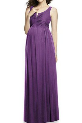 Robe demoiselle d'honneur longue longueur au niveau de sol ruché en chiffon lache