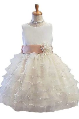 Robe de cortège enfant naturel ligne a de princesse manche nulle avec fleurs