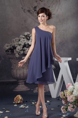 Robe de cocktail avec perle avec fronce de longueur à genou d'épaule asymétrique