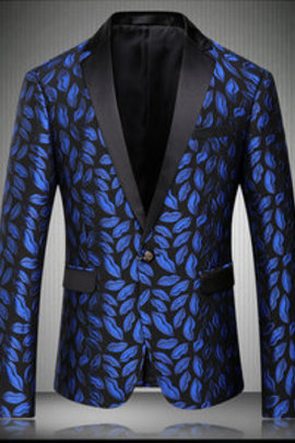 Veste slim fit top qualité pochette costume hommes bleu blazer