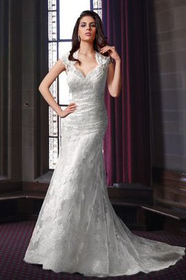 Robe de mariée romantique avec ruban de fourreau avec manche courte ceinture