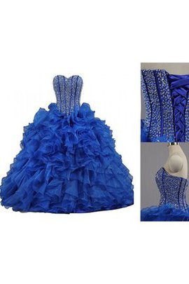 Robe de quinceanera longue col en forme de cœur en organza avec lacets de mode de bal