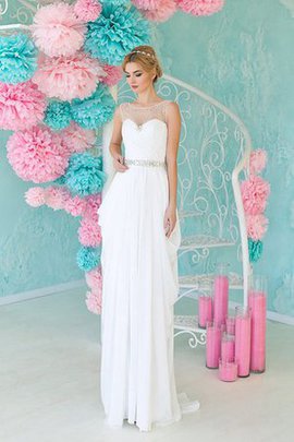 Robe de mariée facile nature avec sans manches avec perle encolure ronde