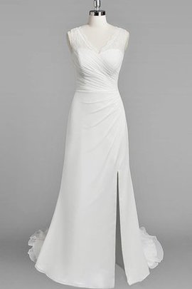 Robe de mariée à la mode fermeutre eclair en chiffon a plage de traîne courte