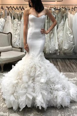 Robe de mariée de traîne moyenne attrayant fermeutre eclair en organza naturel