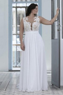 Robe de mariée à la mode plissage fermeutre eclair manche nulle jusqu'au sol