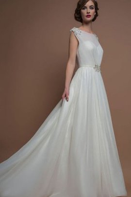 Robe de mariée naturel longueur au niveau de sol ligne a v col profonde col en bateau