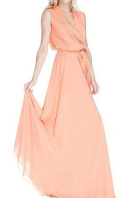 Robe demoiselle d'honneur facile ruché ligne a en chiffon avec ruban