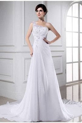 Robe de mariée manche nulle ligne a de tour de ceinture en haute avec lacets appliques