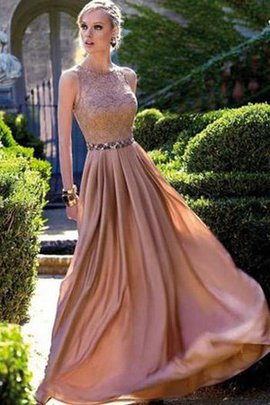 Robe de bal naturel avec sans manches avec chiffon en taffetas en dentelle