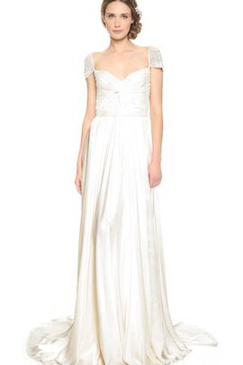 Robe de mariée plissé naturel col élisabéthain collant ceinture