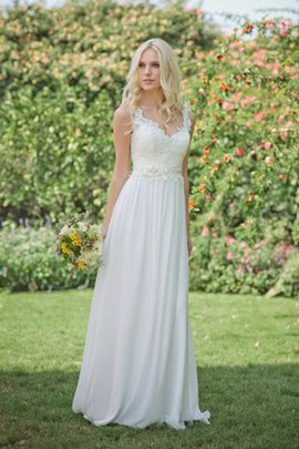 Robe de mariée charmeuse de col en v fermeutre eclair avec fleurs ligne a