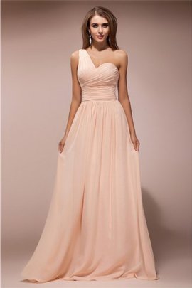 Robe de soirée naturel longue de fourreau d'épaule asymétrique fermeutre eclair