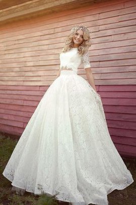 Robe de mariée vintage jusqu'au sol elevé a-ligne 2 pice