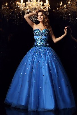 Robe de quinceanera longue col en forme de cœur de mode de bal en satin cordon