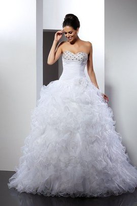 Robe de mariée longue de tour de ceinture en haute de mode de bal avec lacets avec perle