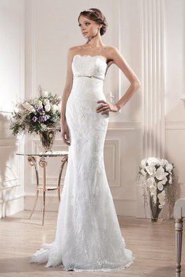 Robe de mariée longue de bustier de traîne mi-longue appliques en dentelle