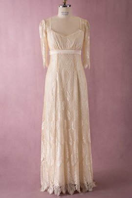 Robe de mariée facile en dentelle longueur au niveau de sol avec manche 1/2 de col en v