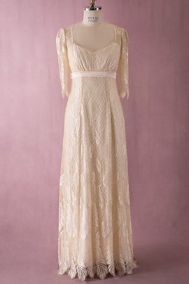 Robe de mariée facile en dentelle longueur au niveau de sol avec manche 1/2 de col en v